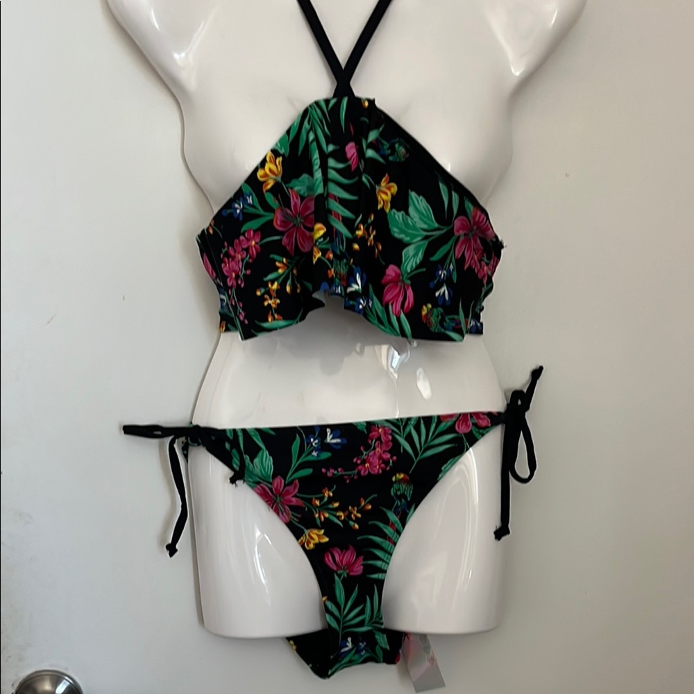 Atmosphere Black and Blue Floral Bikini